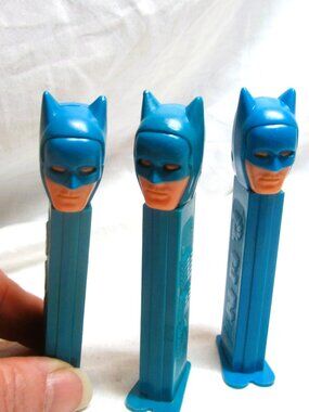 VTG 80'S BATMAN PEZ DISPENSERS, SET OF 3, BLUE COSTUME